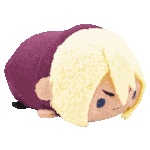 a decorative GIF of a photo of a Tsum Tsum plushie of Klavier Gavin from the Ace Attorney games rotating and flipping, resembling dancing